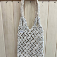 авоська макраме с тугой ручкой белая