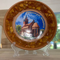 тарелка калининград с янтарем мини керамика